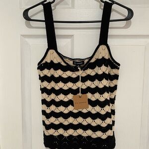 Blu Pepper Black and Cream Knitted tank top NWT size large